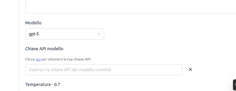 Model API key field in General Settings